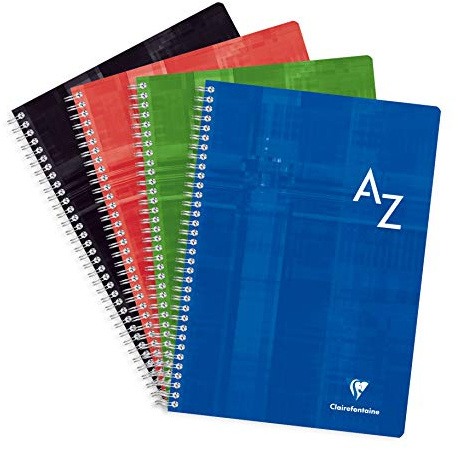 Clairefontaine 8149C Una rubrica a spirale - A4 21x29,7 cm - 180 pagine a quadretti piccoli - carta bianca 90g - copertina in carta laminata - colore casuale