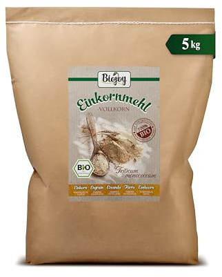 Biojoy Ekologiskt enkornsmjöl, fullkorn, ljust, för bakning, 5 kg