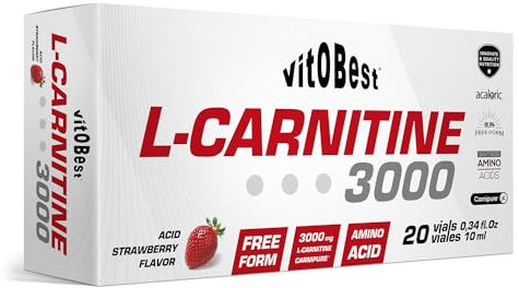 L-CARNITINE 3000-20 Viales 10 ml FRESA ACIDA - Suplementos Alimentación y Suplementos Deportivos - Vitobest