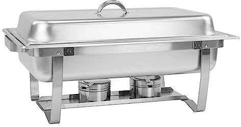 SQ Professional Banquet Stainless Steel Foldable Chafing Dish - Single Compartment Buffet server food warmer Catering Tray with Lid for Restaurant Catering Parties Weddings -9.5L
