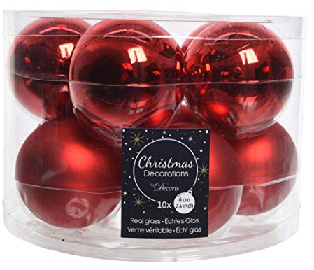 Decoris Palla di Natale in Vetro, Colore: Rosso