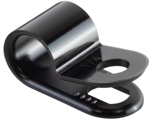 GTSE Black Nylon Plastic Cable Clamps, 1/4 Screw Mounts for Cable, Rope, Tube Management, 100 Pack