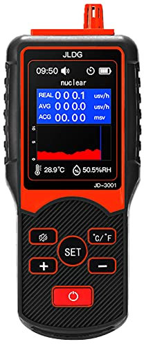 BOROCO Geigerzähler, Elektromagnetischer Strahlungsdetektor JD-3001 Multifunktionaler Elektromagnetischer Temperatur- und Feuchtigkeitstester Tragbarer mit Hintergrundbeleuchtetem LCD-Display