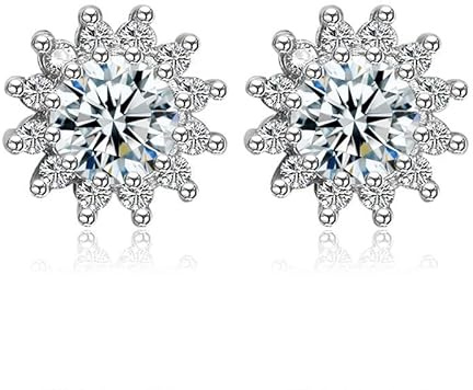 XKUN Orecchini a Bottone Orecchini per Borchie Donne 925 Sterling Argento Cocktail Party Gioielli Abbellito con Cristalli-A