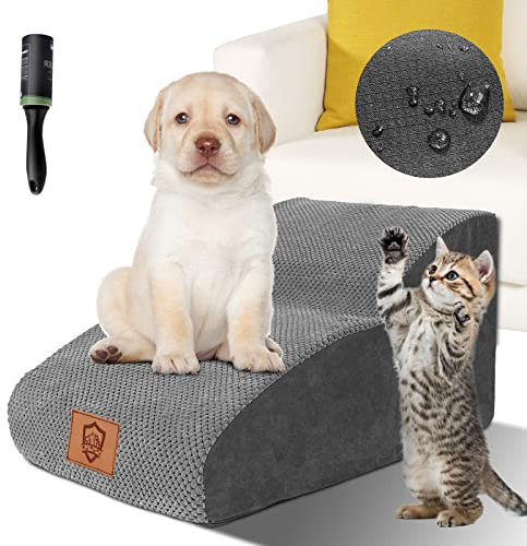 Zvonema Hundetreppe, rutschfeste Haustiertreppe, Hundetreppe für Kleine Hunde und Katzen, Hunderampe aus Schaumstoff, Waschbar Katzentreppe, Tragbare Hunderampe für Bett, Couch und Auto