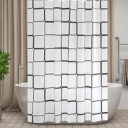 Vllcsla Cortina de Ducha Antimoho Alto para Baño, 180x240 cm, 240 Alto, Largo Peva Impermeable Cortinas de Ducha, Blanca Cuadrada Cortinas de Baño, Cortina Bañera Plástico con Ganchos, Ojales