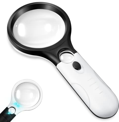 Lente Ingrandimento, 10X 30X Lente D'Ingrandimento con Luce 3 Led,Elevata Chiarezza Lente di Ingrandimento applica lettura Degli anziani, l'osservazione Bambini, Gioielli Valutazione