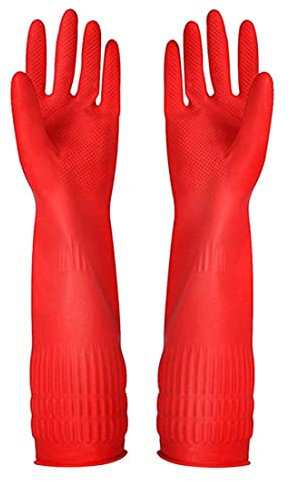 BEAHING Gants de nettoyage en caoutchouc Long cuisine lave-vaisselle gants gants étanches gants de ménage 3 paires