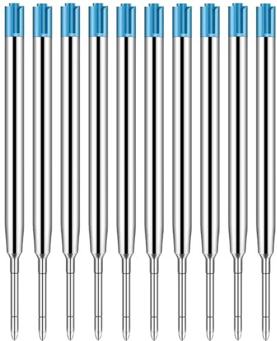 BAVALIN 10 Stück Kugelschreiberminen - Standard Großraumminen Austauschbare Kugelschreiber Minen 1,0mm Strichstärke Metall Kugelschreiber Ersatzmine für Schule, Bürobedarf - Blau