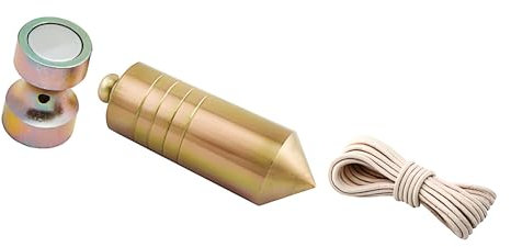Bricoloco Plomada de albañil magnética de acero cincado con nuez y cuerda de nylon para trabajos de construcción, metalurgia, carpintería. Tipo canaria (1500, Gramos)