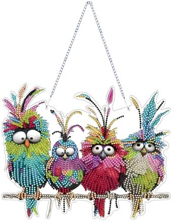 FONDUO DIY Diamond Painting Frühling Fensterdeko Hängend Vogel Deko Diamant Painting Fensterbilder Ostern Deko Diamond Painting Anhänger Frühling Hängedeko Fensterschmuck Diamant Malerei Basteln (B)