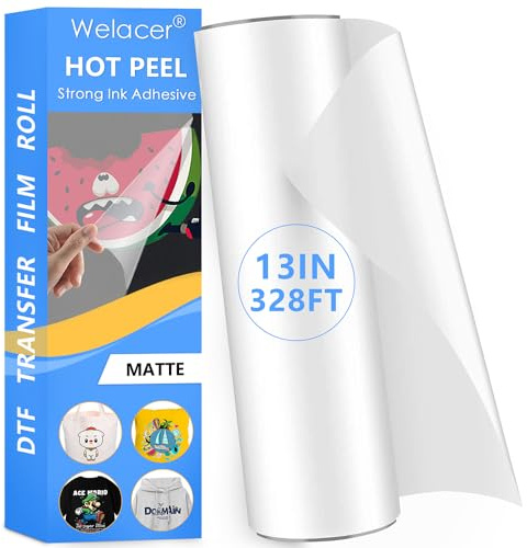DTF - Rotolo di pellicola di trasferimento 33 cm x 90 m, per sublimazione su entrambi i lati, fogli trasparenti pretrattati, carta per trasferimento di calore in PET per stampante a getto d'inchiostro