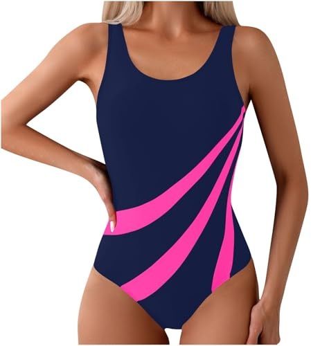 duxyoz Women Swimwear One Piece Tummy Control Swimsuit Ladies Swimming Costumes Athletic Sporty Push Up Padded Bathing Suit Retro Vintage Scoop Back Slimming Modest Monokinis Ladies L
