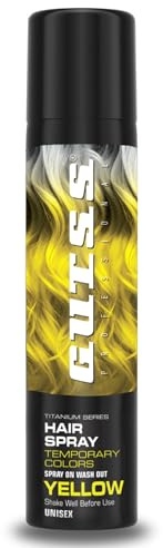 Gutss Professional Temporary Hair Colour Spray | Washable, Shiny Finish | Unisex – For Men & Women | For All Hair Types | 150ml – Yellow