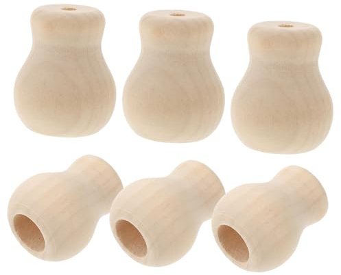 VICASKY 6pezzi Pomelli per Cordini per Tende Pomelli in Legno di Ricambio Cordini per Tende Nappa per Domestiche estremità per Corde Cordini di Ricambio per Rustici per