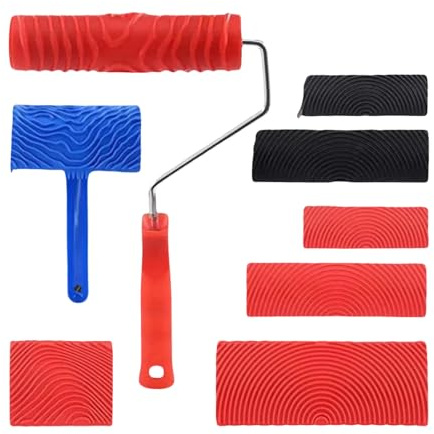 Set Rulli Vernice Realistici Per Grani Legno Per Rivestimento Pareti Strutturate Facile Applicazione Artigianale Design A Grani Solidi Maniglia Ergonomica