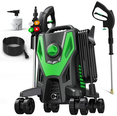 Zelonpro Pressure Washer, Power Washer 2026 Upgraded with 55FT Cleaning Range, 4 Nozzles Cleaning Machine for Cars, Homes, Patios, Fences, Green