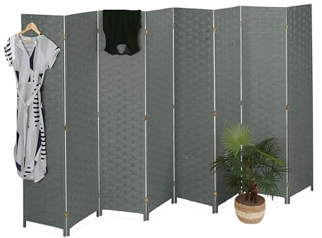 Relaxdays Biombo de 8 Paneles, Separador de Ambientes Plegable, Madera y Papel, Variados Colores, 170 x 320 cm