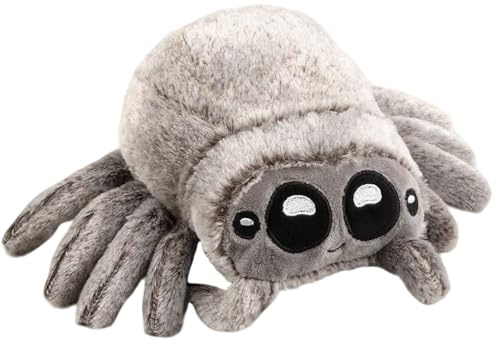 MUYAPAY Peluche Araña Muñeca Realista Dibujos Peluche Peluches Suave Tierno Lindo Ojos Grandes Peluches para Decoración del Hogar, Halloween Navidad Cumpleaño(Marrón Grisáceo)