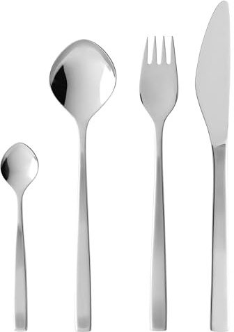 Gense Fuga Besteck Set 4 Personen, Essbesteck 4 Personen Spülmaschinenfest, Klassisches & Hochwertiges Besteckset 16-Teilig, Skandinavisches Design, Edelstahl Matt/Glänzend