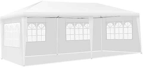 COSTWAY Pavillon 3x6m, Gartenpavillon mit 4 abnehmbaren Seitenwände & Fenstern, Partyzelt, Festzelt, Gartenzelt, UV-Schutz, für Garten, Party, Hochzeit