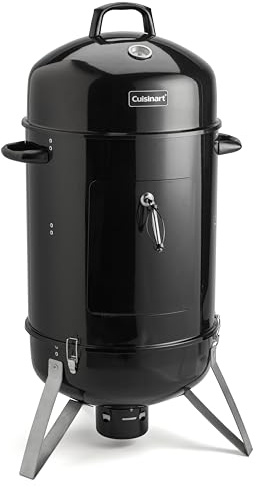 Cuisinart 18” Vertical Charcoal Smoker, Integrated Thermometer, Water Bowl and Dual Vents Perfect for Smoked Brisket, Chrome Plated Grates Smoker Grill for BBQ, Camping, Tailgates