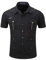Iris Sprite Mens Short Sleeve Shirts Cotton Button Cargo Shirts (Black, L)