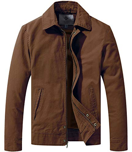 WenVen Men's Lightweight Military Casual Field Cotton Jacket(Coffee,2XL)