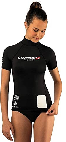 Cressi Dive Center Lady Rash Guard Short/SL- Protective Kurzarm Schwarz Rash Guard für SUP und Wassersport, M/3 (40), Damen