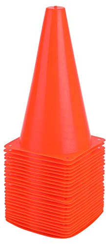 Fragraim 9 Inch Plastic Training Traffic Cones, Sport Cones, Agility Field Marker Cones for Soccer Basketball Football Drills Training, Outdoor Activity or Events - Set of 24, Orange