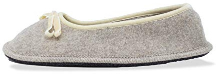 Le Clare Alice Dublino - Pantofola Invernale Donna Modello Ballerina in Lana Cotta - Colore Beige - Taglia 39