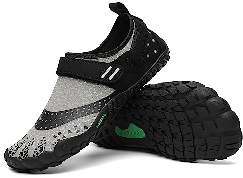 SAGUARO barfotaskor för män och kvinnor, terränglöparskor, träningsskor med mjuk, tjock sula, snabbtorkande badskor, storlek 36-48, Grå A, 36 EU