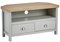 Home Source Corner TV Stand Entertainment Cabinet Television Unit, Oak Effect, Grey, 2 Drawer