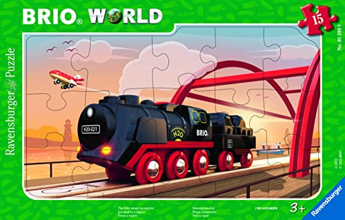 Ravensburger - Kinderpuzzle - Rahmen 15-teilig - Dampflokomotive/BRIO - Für Kinder Mädchen oder Jungen ab 3 Jahren - Hochwertiges Puzzle - Dicker und Stabiler Karton - BRIO - 05599