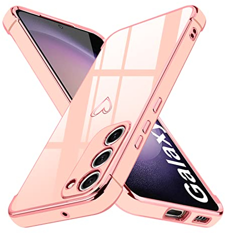 Lafunda Cover Compatibile con Samsung Galaxy S23 5G Custodia con protezione fotocamera Sottile Morbido TPU Silicone Antiurto Protettiva Case amore cuore Paraurti per Donne per Samsung S23 5G Rosa