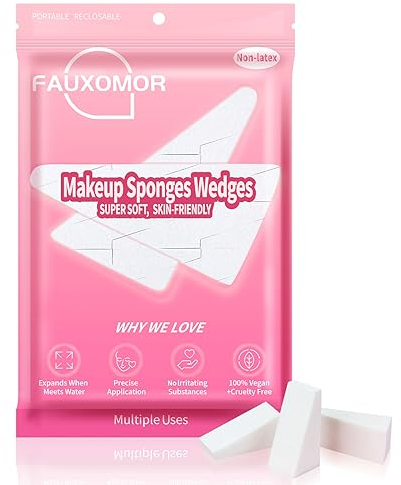 Fauxomor 54 Stück Latexfreie Make up Schwamm, Dreieckige Makeup Schwämmchen Klein Beauty Blender, Makeup Sponge Ideal für Flüssigkeit Foundation, Puder, Sonnenschutz, Creme, Nägel und Reisen