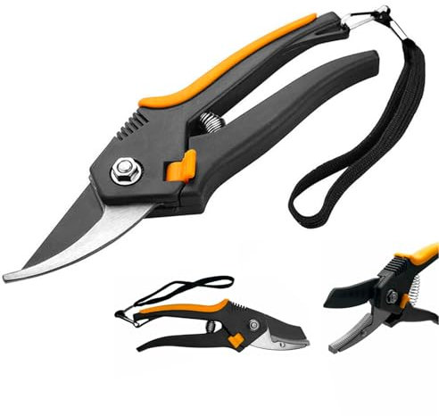 Avilia Forbici da Potatura con Apertura Bypass a Molla - Cesoie da Giardinaggio con Lama 200mm, con Cinghia da Polso per Trasporto