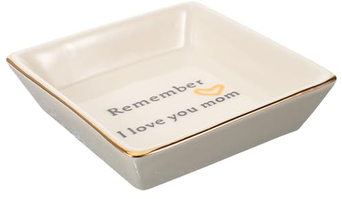 TENDYCOCO Plateau À Bijoux Carré En Céramique Bord Doré Élégant Plat De Rangement Porte-bijoux Pour La Décoration Intérieure