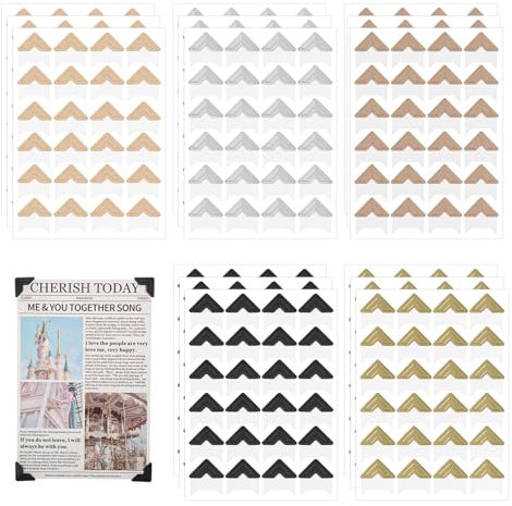 Fotoecken für Fotoalbum, 360 Stück Foto Ecken für Dekorative Fotoalbum, kleber foto, Scrapbooking, DIY Foto Klebeecken Kleber (Gold Silber Schwarz Beige Blau)