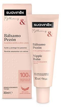 Suavinex, Crema Capezzolo, Balsamo Allattamento, Lanolina Ultra Pura, Permette Allattamento Non Lavato, Idrata, Previene Secchezza e Crepe, Adatta Pelli Sensibili, 100% Ingredienti Origine Naturale,