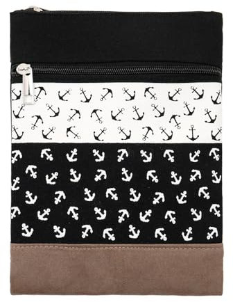 Leoberg Crossbag Tasche in verschiedenen Farben und Designs - Schultertasche aus Baumwolle in 302173-Schwarz-12