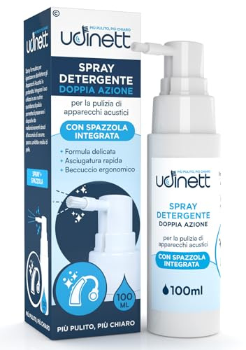 Spray Limpiador de Audífonos Udinett de 100ml con Cepillo Higienizante Integrado para Limpiar Auriculares Bluetooth Fórmula Delicada Que Elimina la Suciedad y el Cerumen Efecto Inmediato