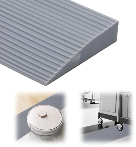 Rampa per soglia, rampa per soglia della porta, in PVC, superficie antiscivolo, rampa per sedia a rotelle, passeggini, deambulatori o scooter (grigio, 90 x 8 x 2,5 cm)