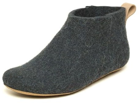 Magicfelt – Fältbåt stugskor – tillverkade av mjuk ullfilt, flexibel lädersula, sidoslitsar för enkel på- och avtagning, hög, grafit, 40 EU