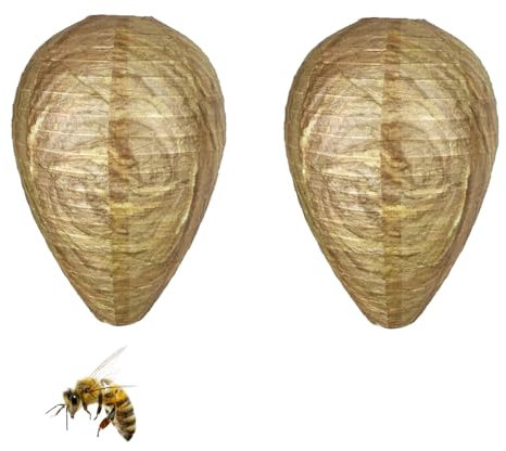 2 Pièce Faux Nid de Frelon,Anti Guepes et Frelons Exterieur Leurre de Nids de Guêpe Factice à Suspendre Artificial Wasp Nest,Suspendu Imperméables Papier Efficace Natural Guepe Appât,pour Dissuasive