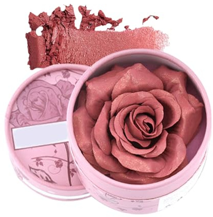 Misaakoeq Flower Blush | Trucco 3D Effetto Petali Di Rosa,3.5g Illuminante Profumato con Pigmenti Naturali per Trucco Nudo Vellutato Ideale per Viaggio, Matrimonio e Serata