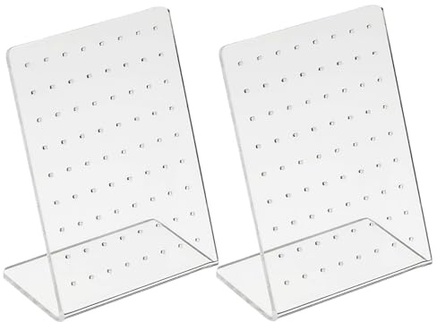 Rzcin 2 Pcs Earrings Stand Display Showing Showcase Rack Ear Cuff Studs Holder Hanger Hook 72 Holes 36 Pairs 72 Holes Translucent Jewelry Towers
