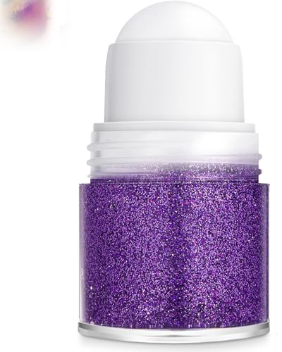 Roll-On Face & Body Glitter Gel Festival Makeup Accessories - Sparkle Hair Glitter Gel for Party Stage Makeup - Mystic Violet Holographic Body Shimmer Long Lasting Roll-On Glitter