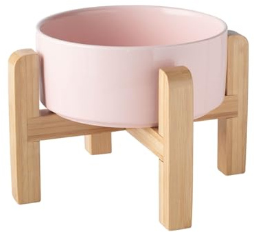 Elevated Ceramic Pet Food and Water Bowls with Vomiting Design for Cats and Puppies Featuring Secure Bracket Holders (C, One Size)