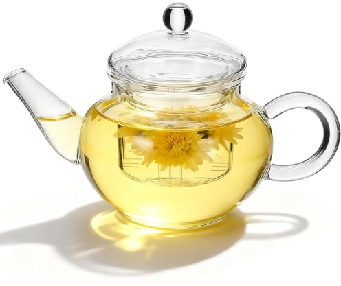 DEARMAMY Tetera De Cristal Transparente De 250Ml Con Infusor Extraíble Resistente Al Calor Para Té De Flores Té Kung Fu E Infusiones En Casa Y Oficina